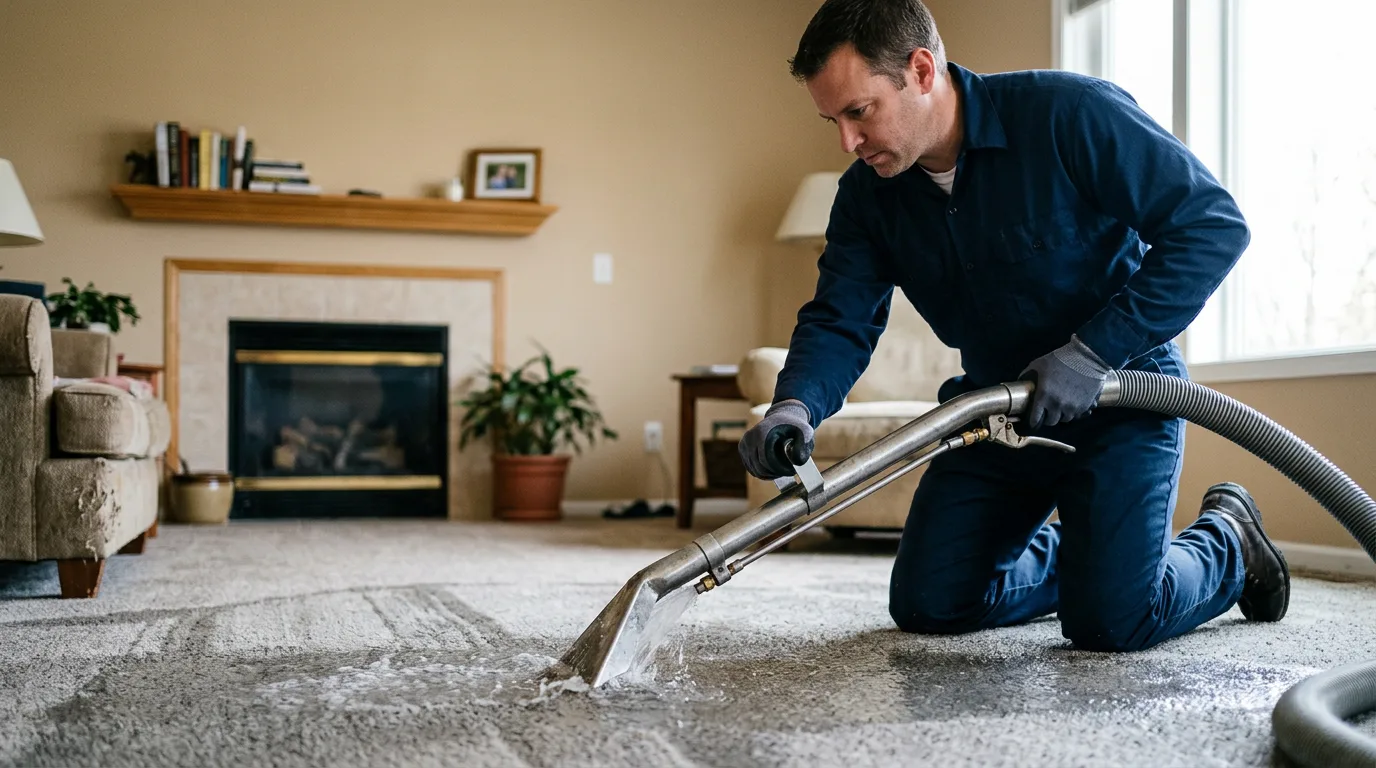 Water damage restoration technician working near Henderson, AR